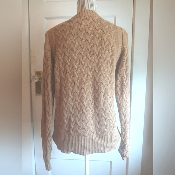 VTG J. Crew Tan Cable Knit Crewneck Sweater - L - Picture 4 of 4